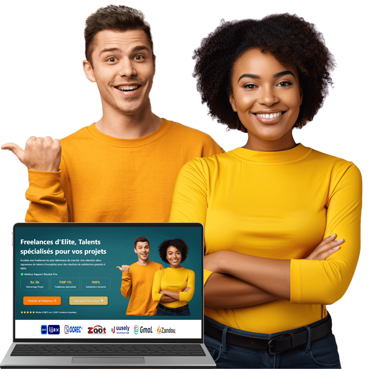 un freelance homme et une secrétaire freelance